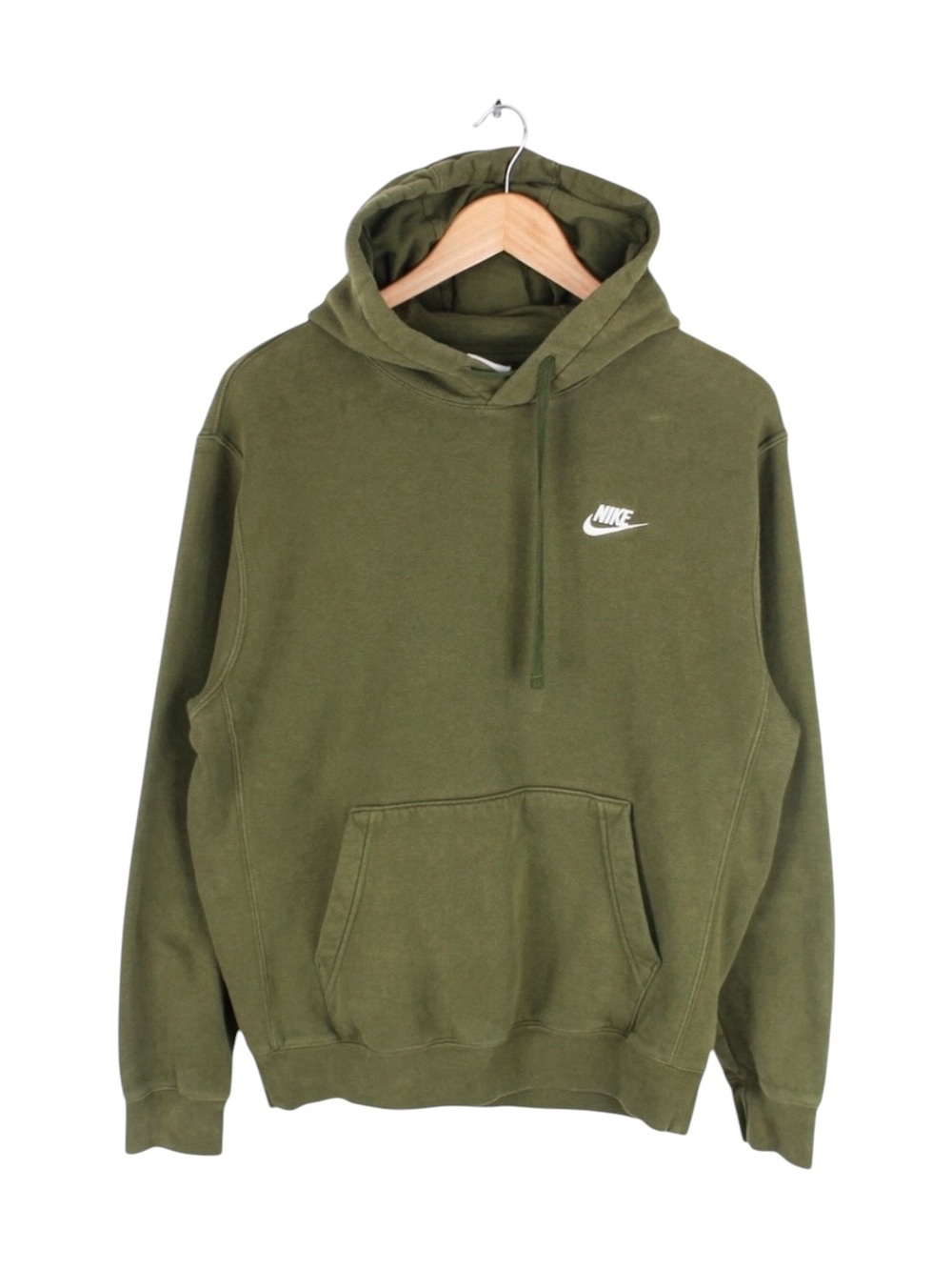 Nike Sportswear Club Fleece Hoodie Olive Green Pullover Sweatshirt Mens Small